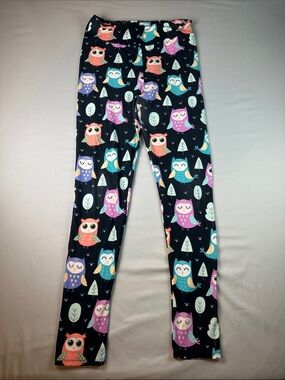 Women’s Owl Print Leggings Open Close Eyes High Rise One Size